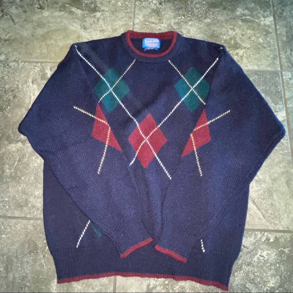 Pendleton Virgin Wool Navy Crewneck Sweater Mens L